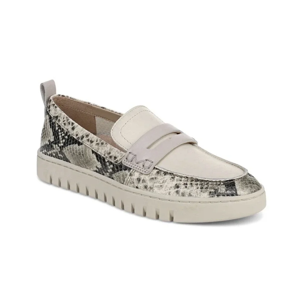 Vionic Uptown Ivory Snake Print Penny Loafers Leather Slip On Shoes Womens 9.5US